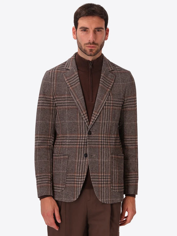 DISTRETTO 12 – TEXTURED PIN-DOT TARTAN-PRINT JACKET PICASSO
