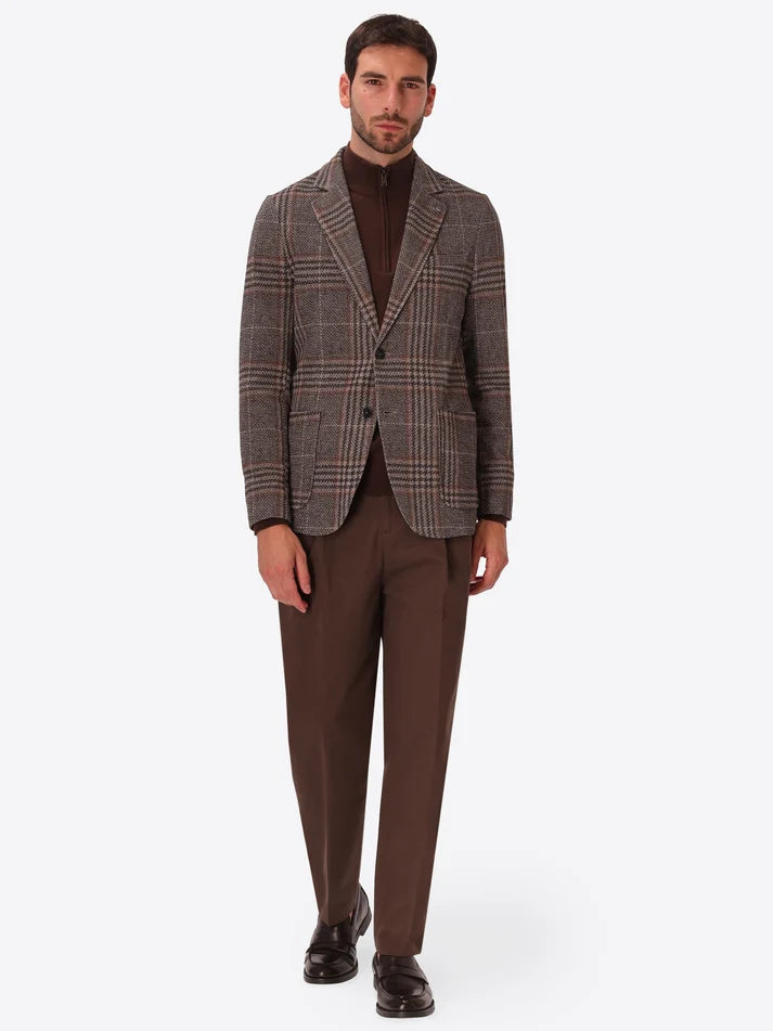 DISTRETTO 12 – TEXTURED PIN-DOT TARTAN-PRINT JACKET PICASSO