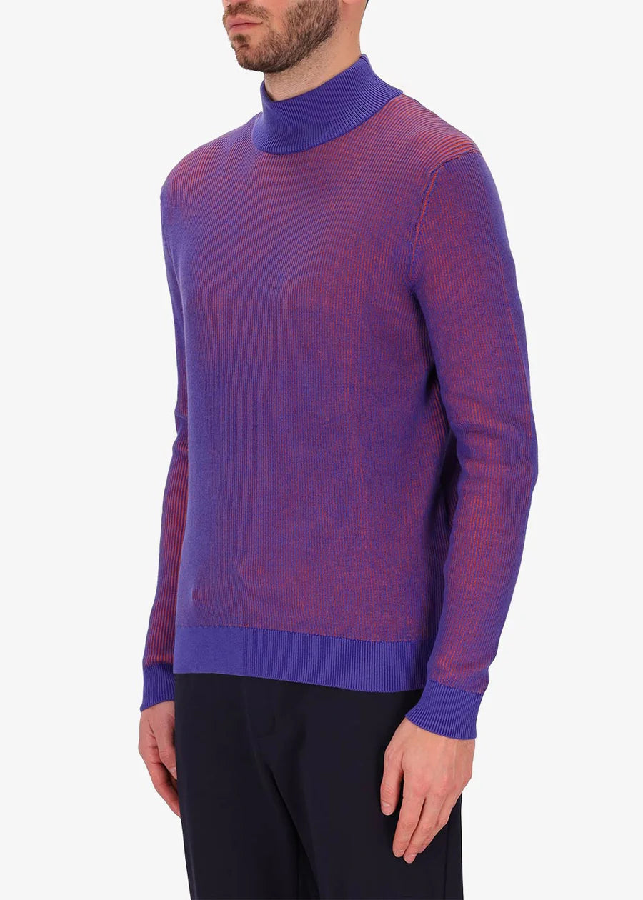 DISTRETTO 12 – TWO-TONE RIBBED MOCK NECK SWEATER RIBS