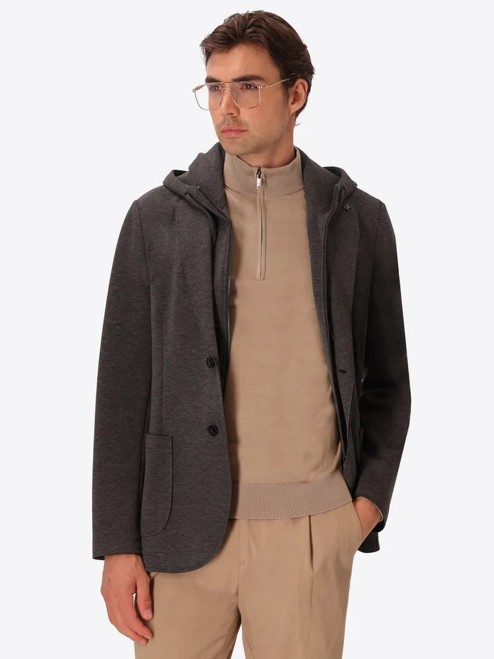 DISTRETTO 12 – VISCOSE BLEND JACKET PINTURICCHIO WITH DETACHABLE HOOD