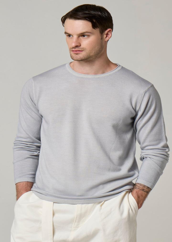 WOOL&CO - EXTRAFINE MERINO WOOL WITHOUT FINISHING CREW NECK SWEATER