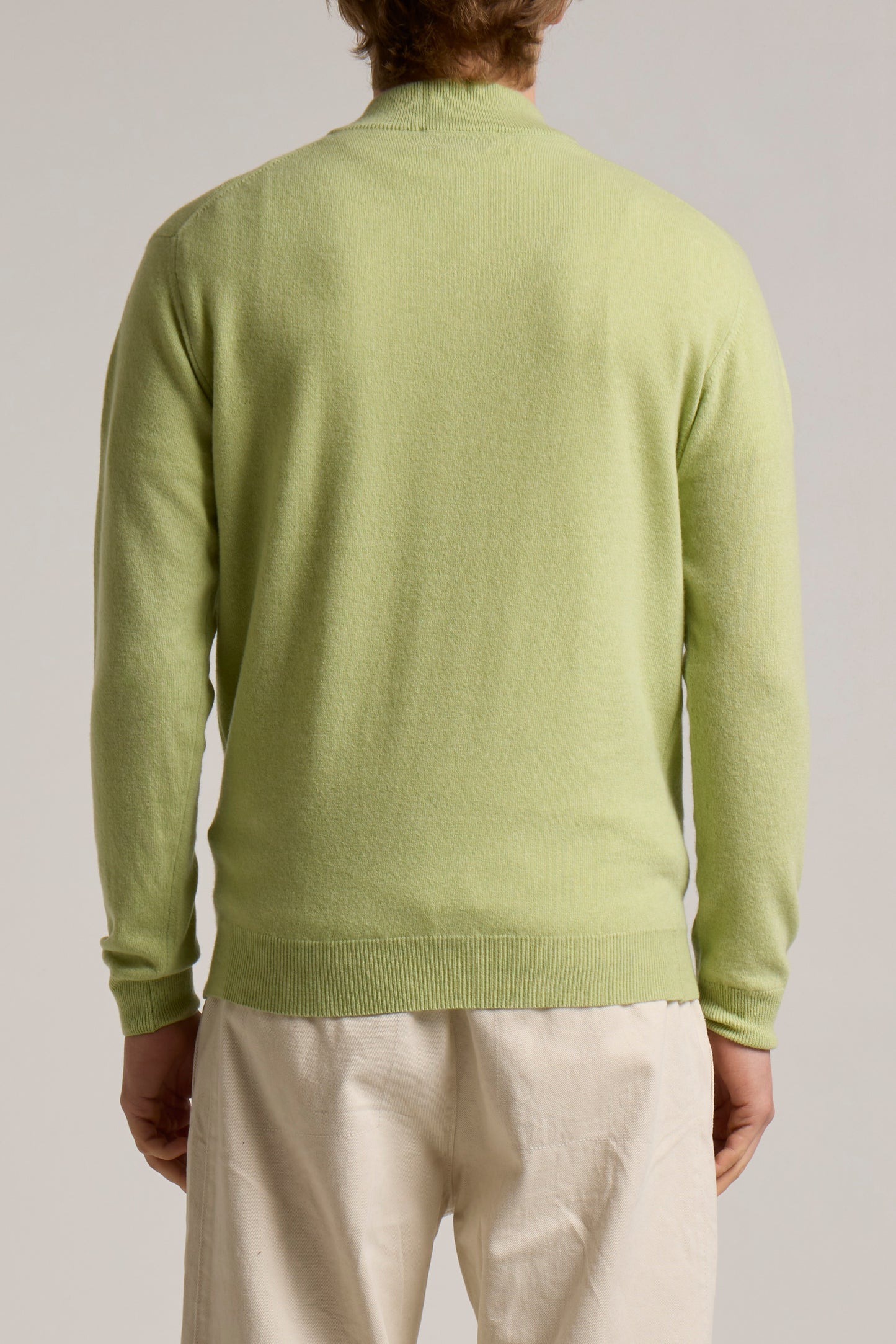 WOOL&CO - CASHMERE & EXTRAFINE VIRGIN MERINO SINGLE JERSEY ZIPPED HALF NECK SWEATER