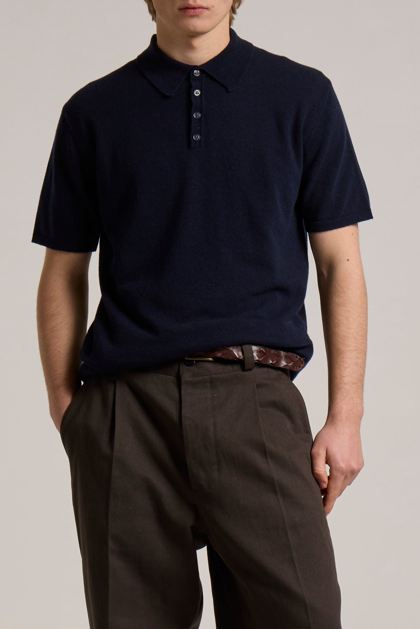 WOOL&CO – THIS CASHMERE & EXTRAFINE VIRGIN MERINO BUTTONED POLO NECK SWEATER