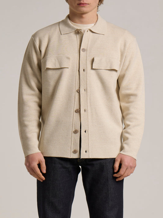 WOOL&CO – MERINOS WOOL POLO NECK SHIRT WITH TONE ON TONE BUTTONS