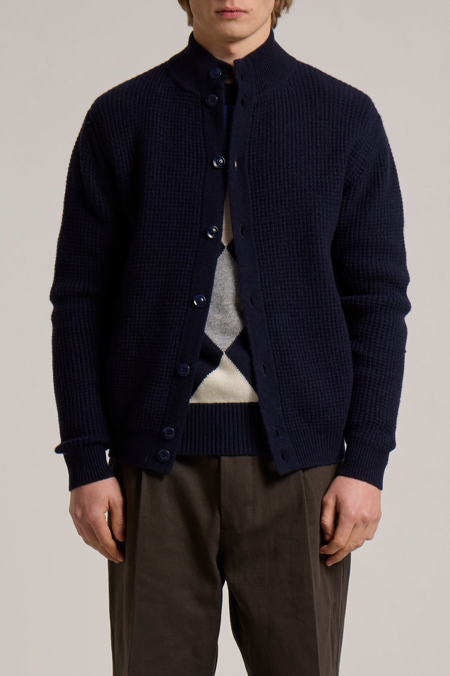 WOOL&CO – LAMBSWOOL KNITTED JACKET WITH SIDE POCKETS