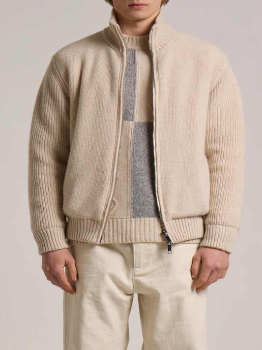 WOOL&CO - LAMBSWOOL FULL ZIP JACKET WITH FUR LINING