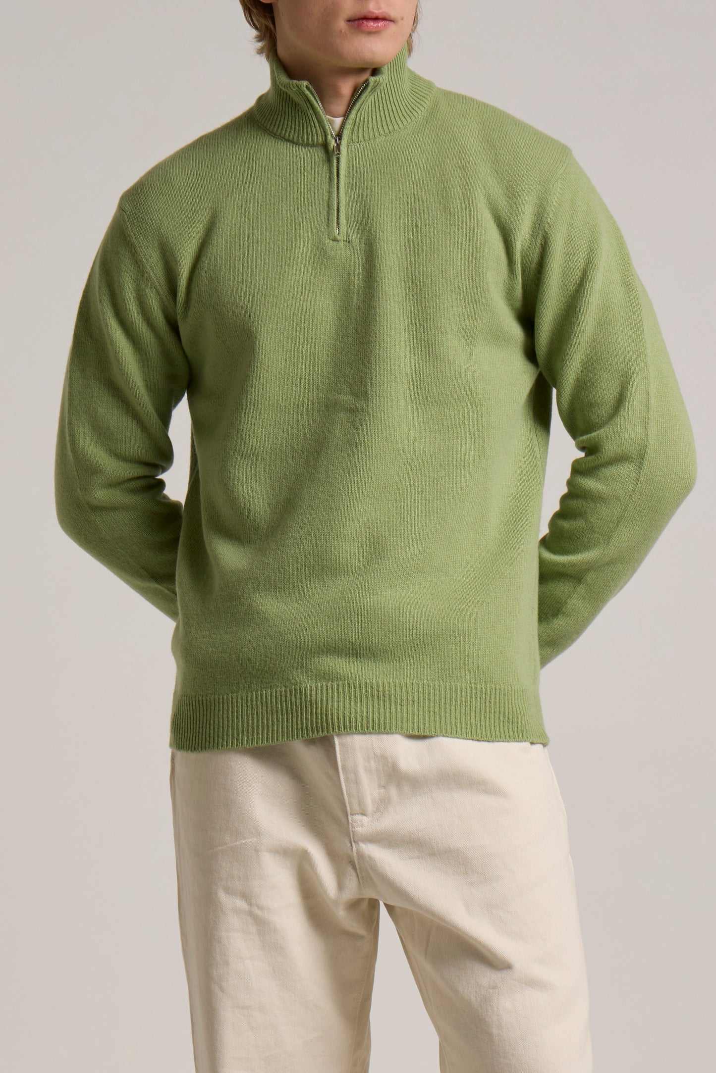 WOOL&CO – LAMBSWOOL ZIPPED HALF NECK SWEATER