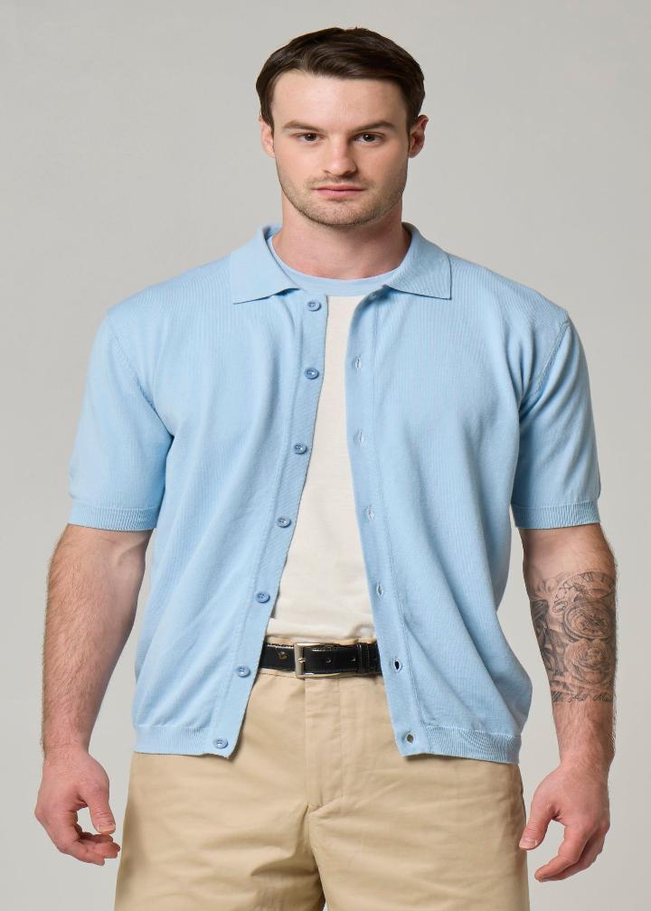 WOOL&CO - COTTON SINGLE JERSEY HALF SLEEVES POLO SHIRT