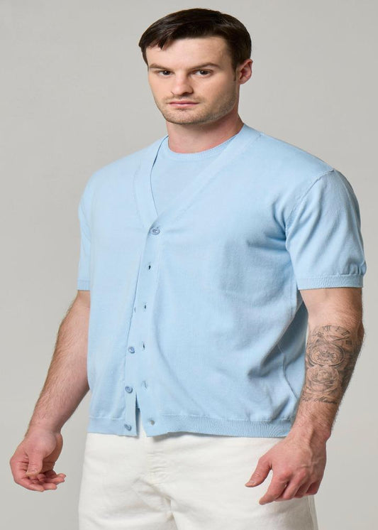 WOOL&CO - COTTON SINGLE JERSEY HALF SLEEVES V GARDIGAN