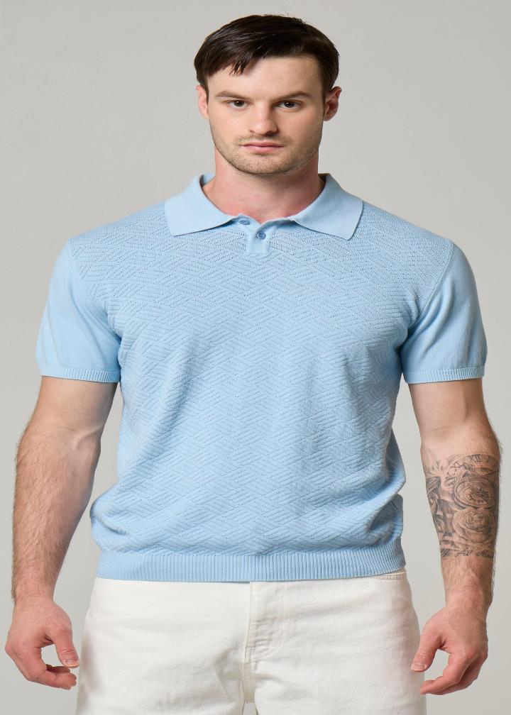 WOOL&CO - SHORT SLEEVES POLO NECK SWEATER