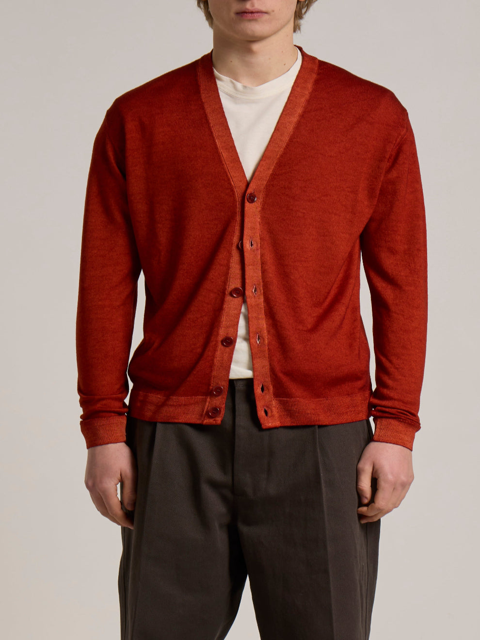 WOOL&CO – THIN EXTRAFINE MERINO WOOL CARDIGAN SWEATER