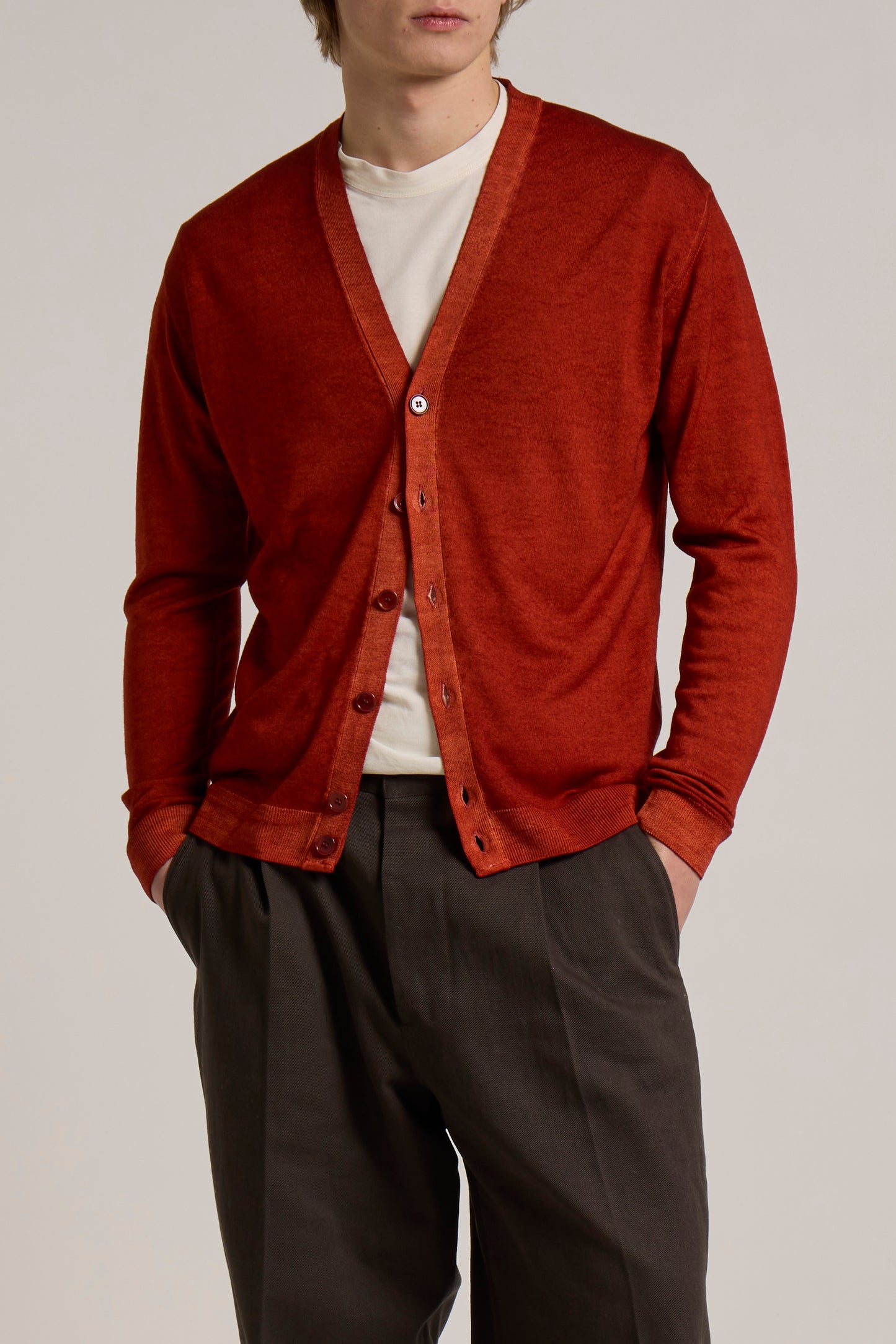 WOOL&CO – THIN EXTRAFINE MERINO WOOL CARDIGAN SWEATER