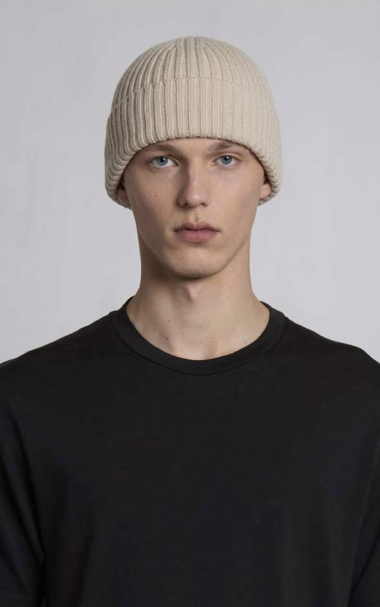 WOOL&CO - PURE CASHMERE RIBBED BEANIE