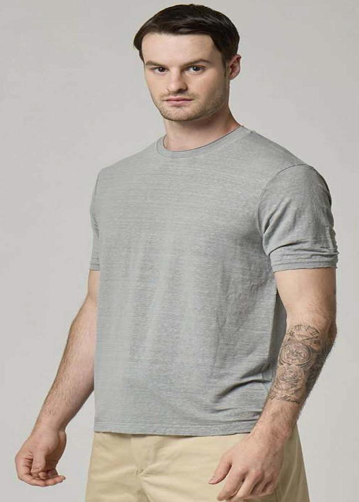 WOOL&CO - SHORT SLEEVED ROLLING NECK FINISHING CREW NECK T-SHIRT