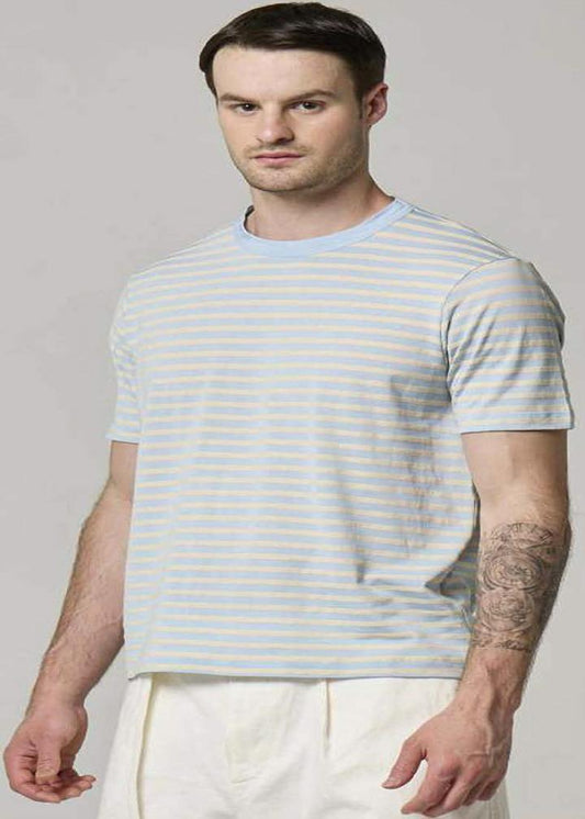 WOOL&CO - STRIPED SHORT SLEEVES CREW NECK T-SHIRT