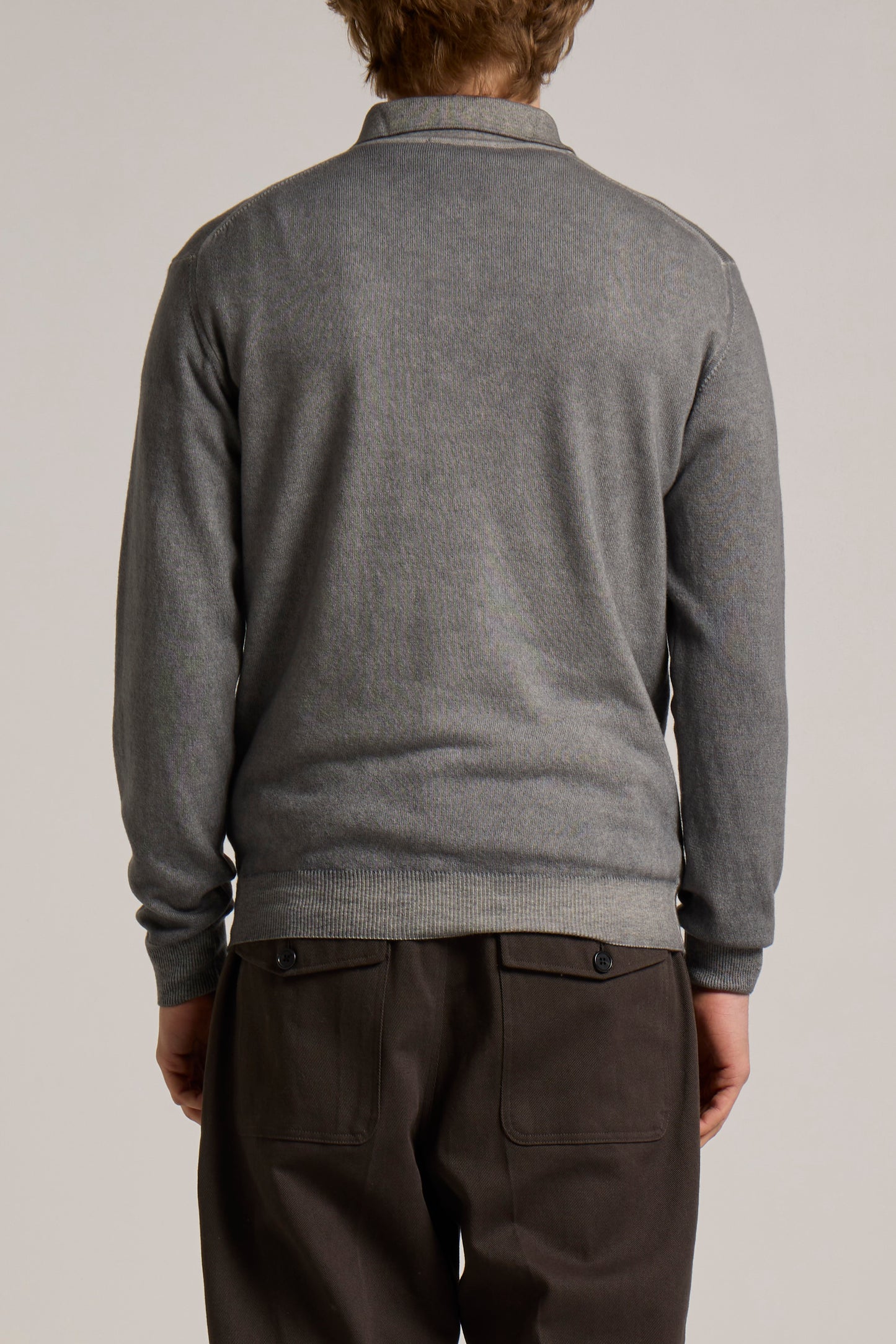 WOOL&CO – EXTRAFINE VIRGIN WOOL 3 TONE ON TONE BUTTONS POLO NECK SWEATER