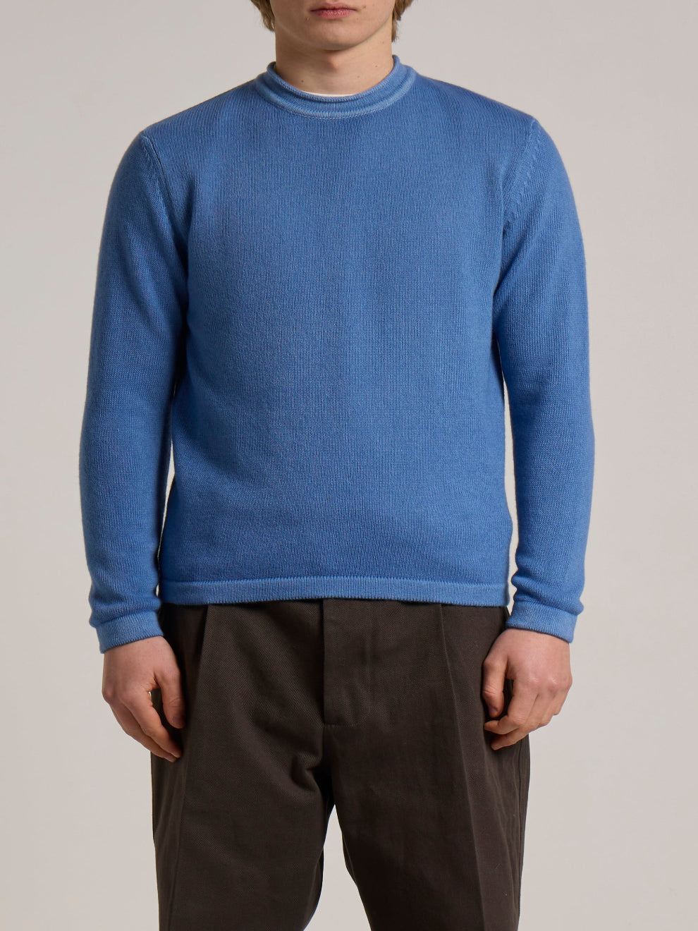 WOOL&CO – EXTRAFINE VIRGIN MERINO WOOL ROLLING CREW NECK SWEATER