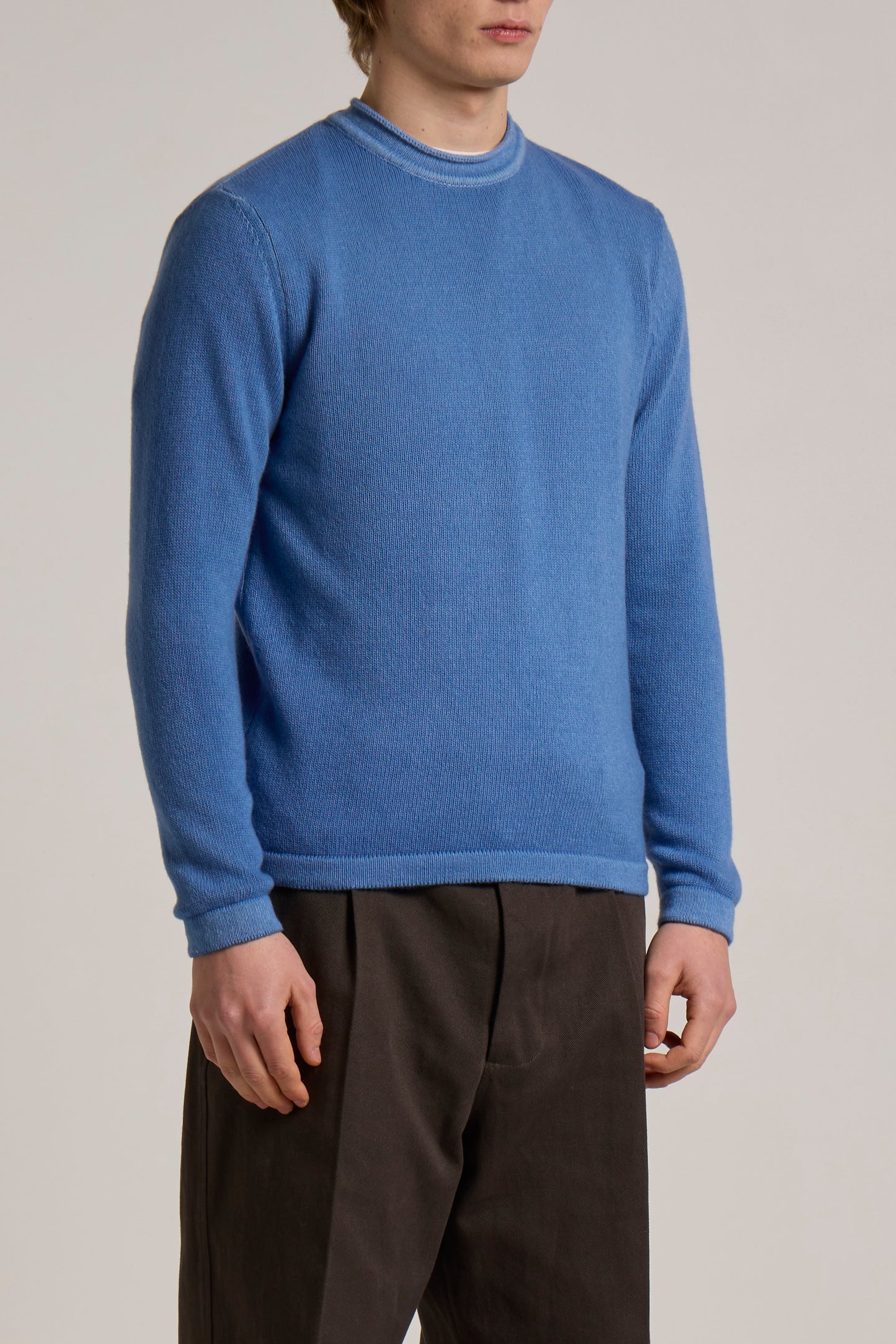 WOOL&CO – EXTRAFINE VIRGIN MERINO WOOL ROLLING CREW NECK SWEATER