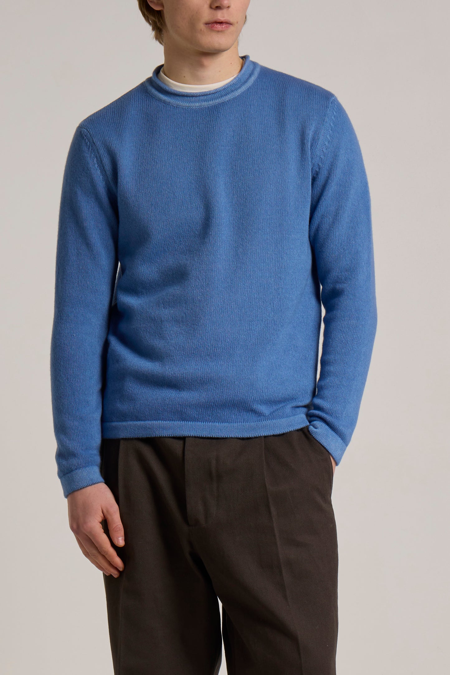 WOOL&CO – EXTRAFINE VIRGIN MERINO WOOL ROLLING CREW NECK SWEATER
