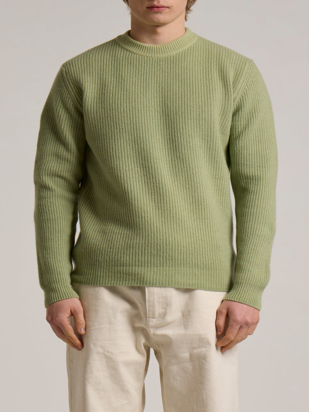 WOOL&CO – EXTRAFINE VIRGIN MERINO WOOL RIBBED CREW NECK SWEATER