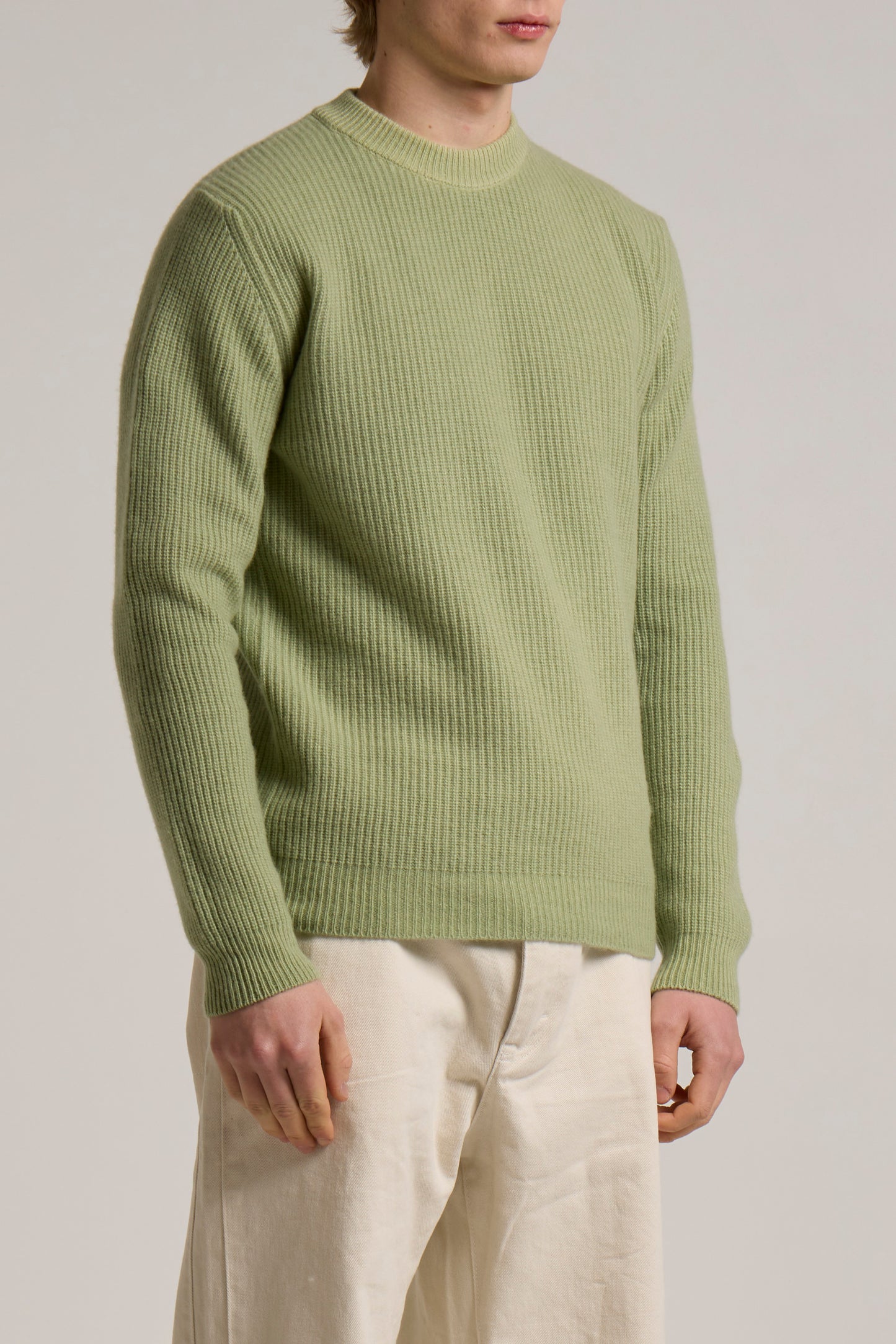 WOOL&CO – EXTRAFINE VIRGIN MERINO WOOL RIBBED CREW NECK SWEATER