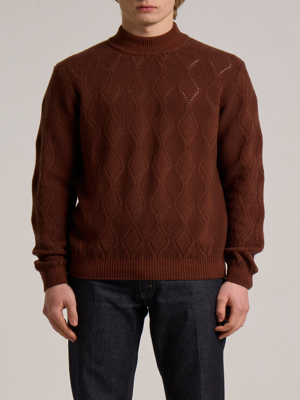 WOOL&CO – EXTRAFINE VIRGIN MERINO WOOL STRITCHED MOCK NECK SWEATER