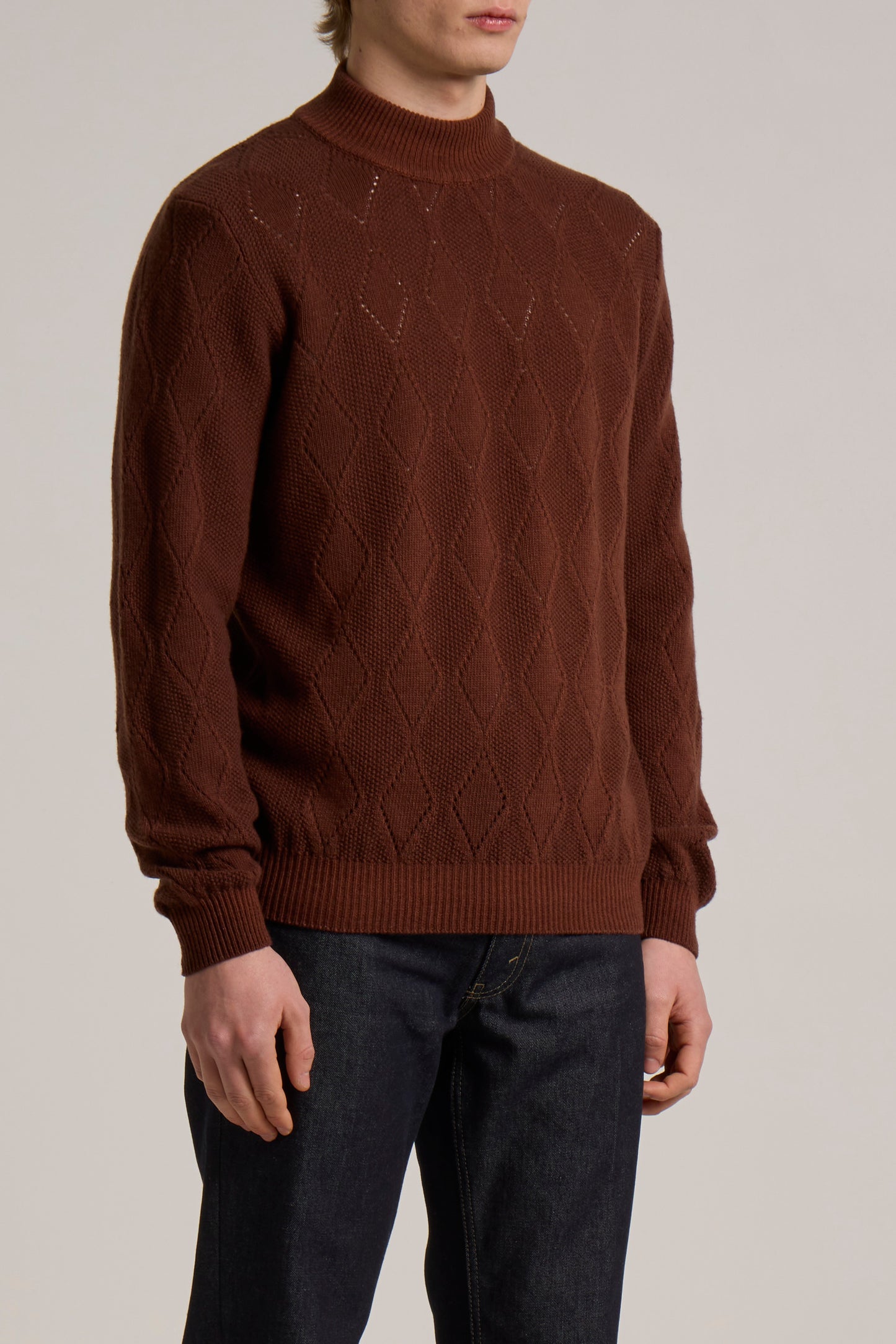 WOOL&CO – EXTRAFINE VIRGIN MERINO WOOL STRITCHED MOCK NECK SWEATER