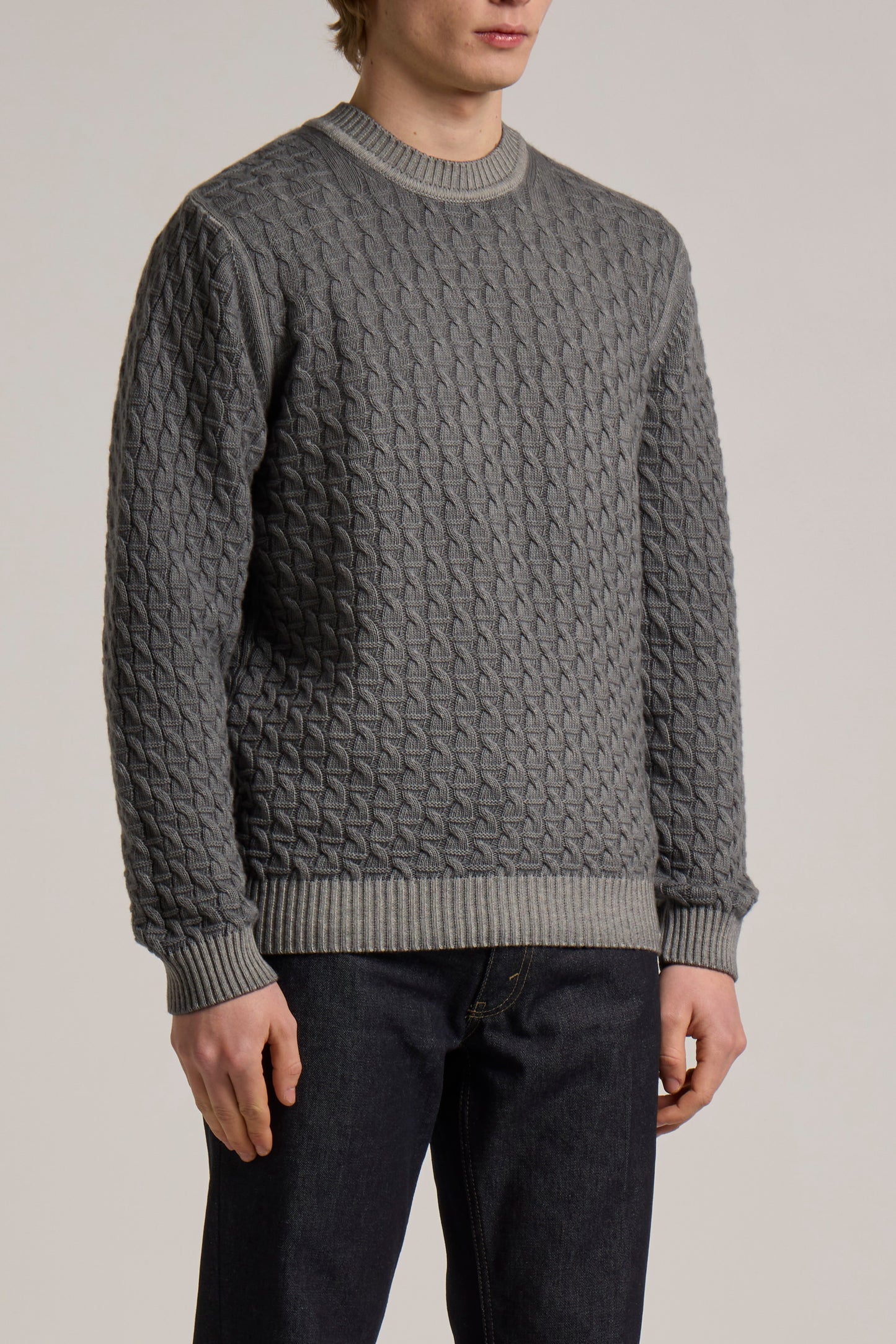 WOOL&CO – EXTRAFINE VIRGIN MERINO WOOL STRITCHED CREW NECK SWEATER