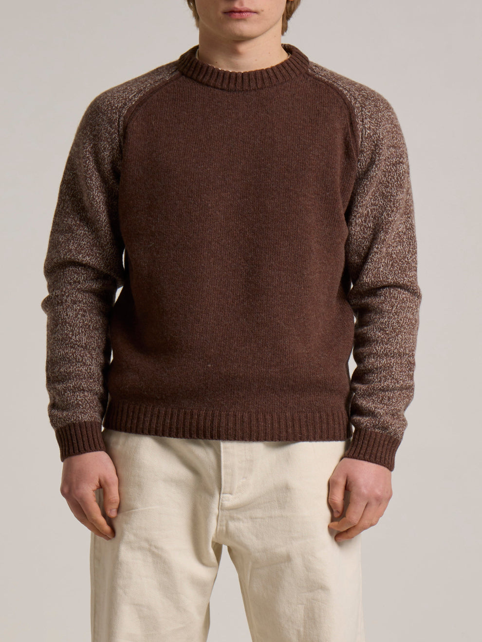 WOOL&CO – LAMBSWOOL CREW NECK SWEATER WITH RAGLAN ARMHOLE