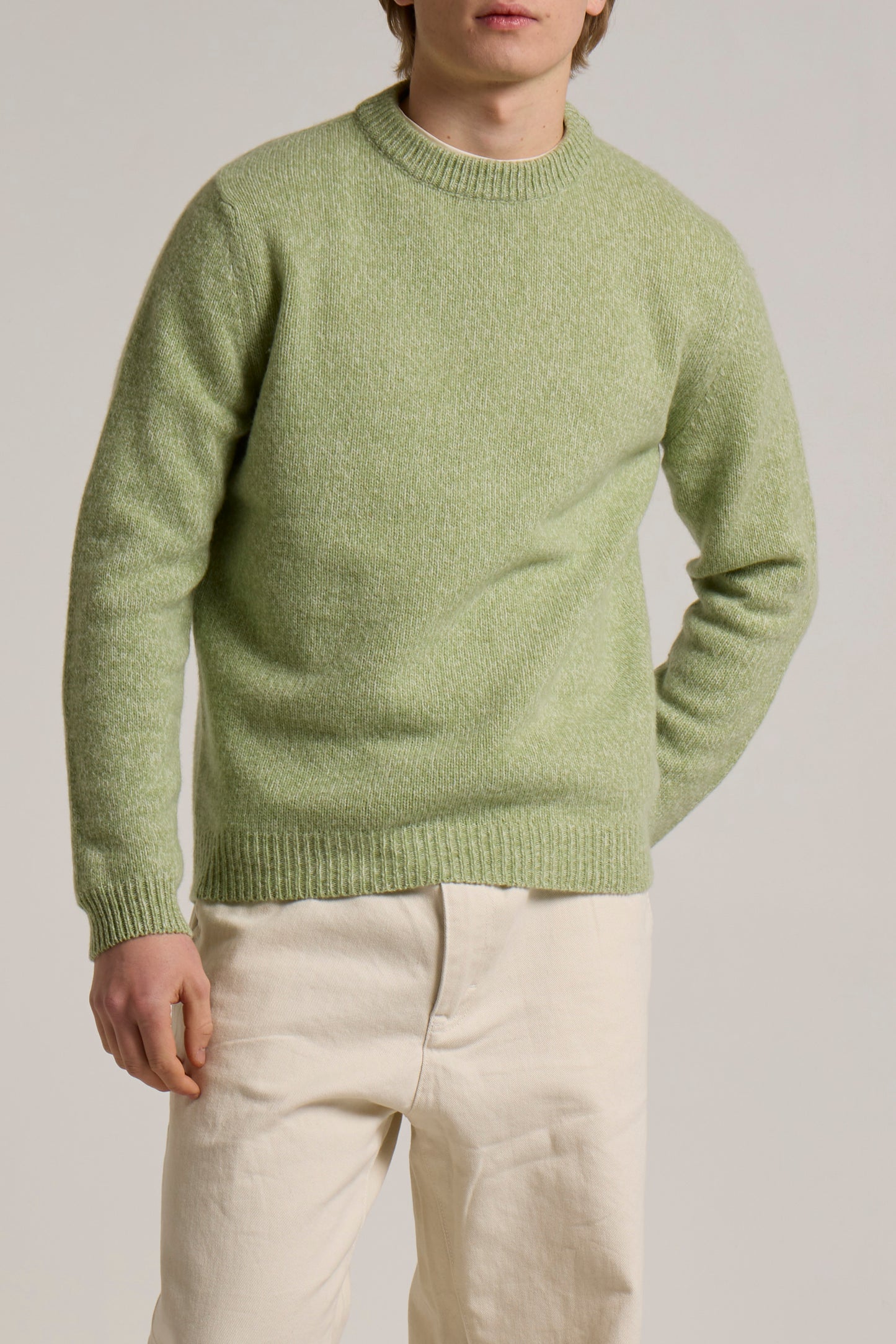WOOL&CO – LAMBSWOOL SINGLE JERSEY CREW NECK SWEATER
