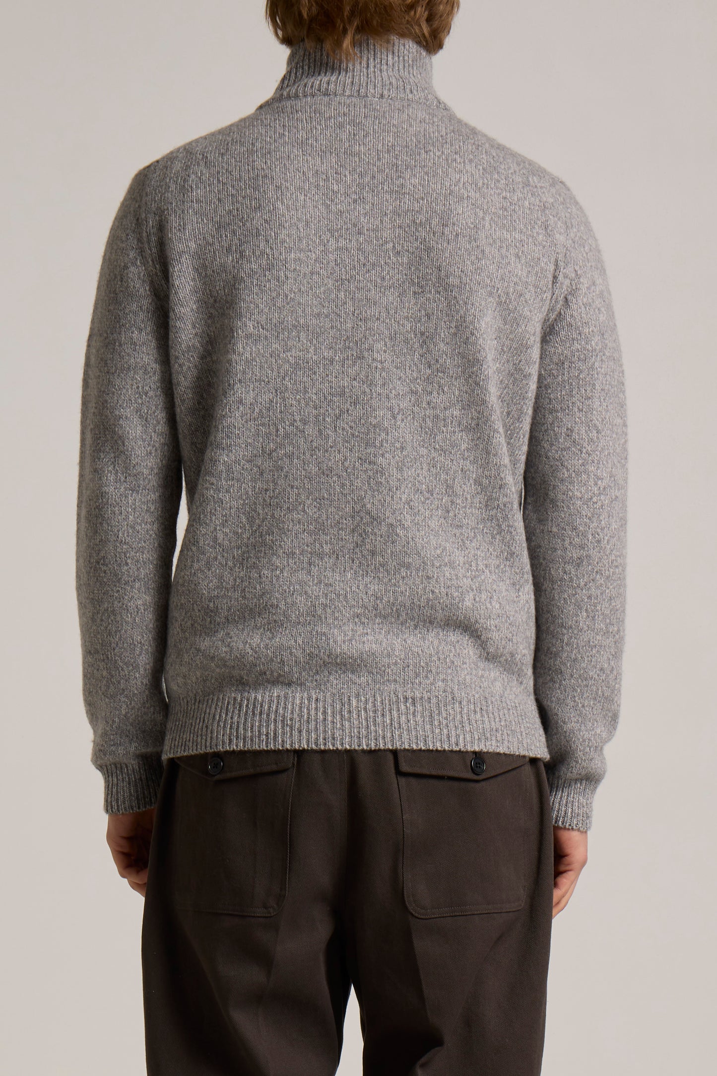 WOOL&CO – LAMBSWOOL SIGNLE JERSEY ZIPPED HALF NECK SWEATER
