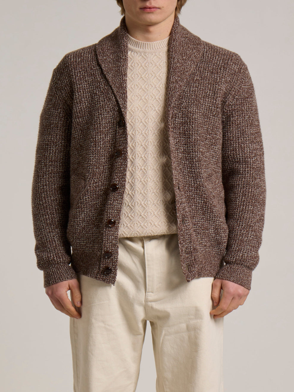 WOOL&CO – LAMBSWOOL FISHERMAN RIBBED SHAWL NECK BLAZER