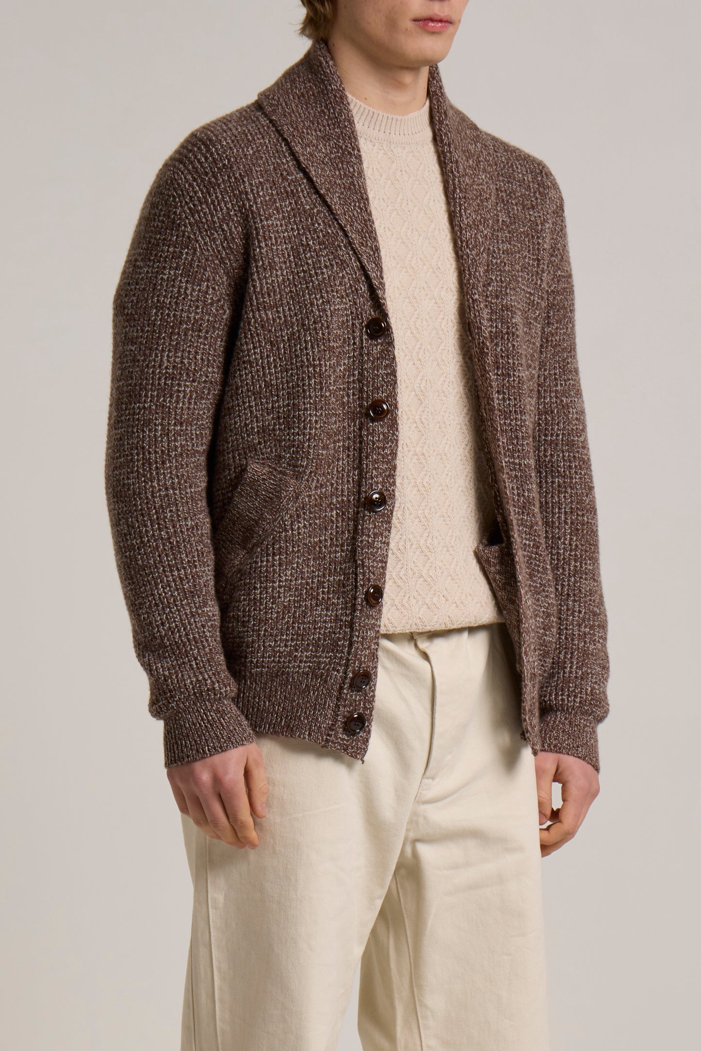 WOOL&CO – LAMBSWOOL FISHERMAN RIBBED SHAWL NECK BLAZER
