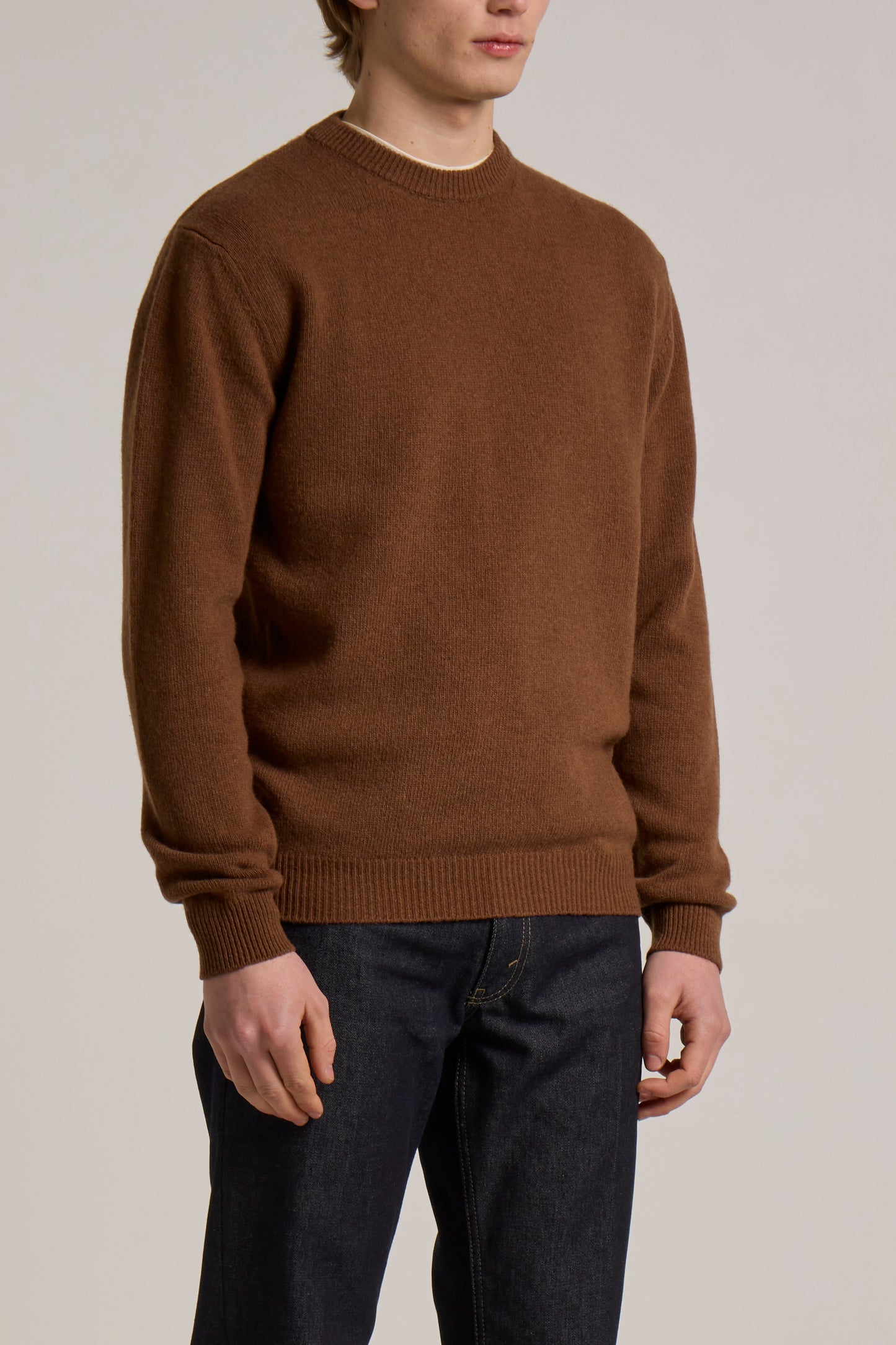 WOOL&CO – WOOL SINGLE JERSEY CREW NECK SWEATER