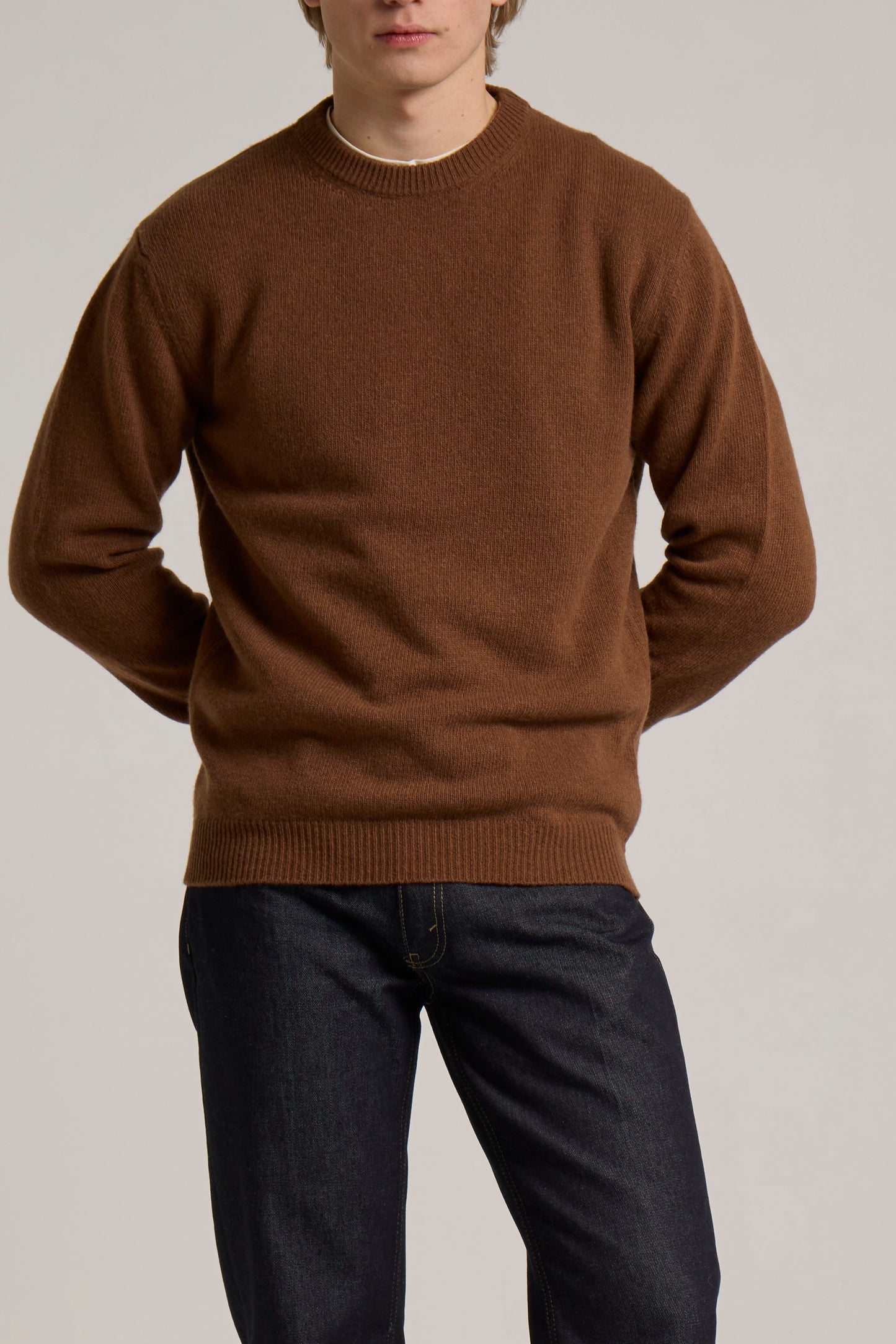 WOOL&CO – WOOL SINGLE JERSEY CREW NECK SWEATER