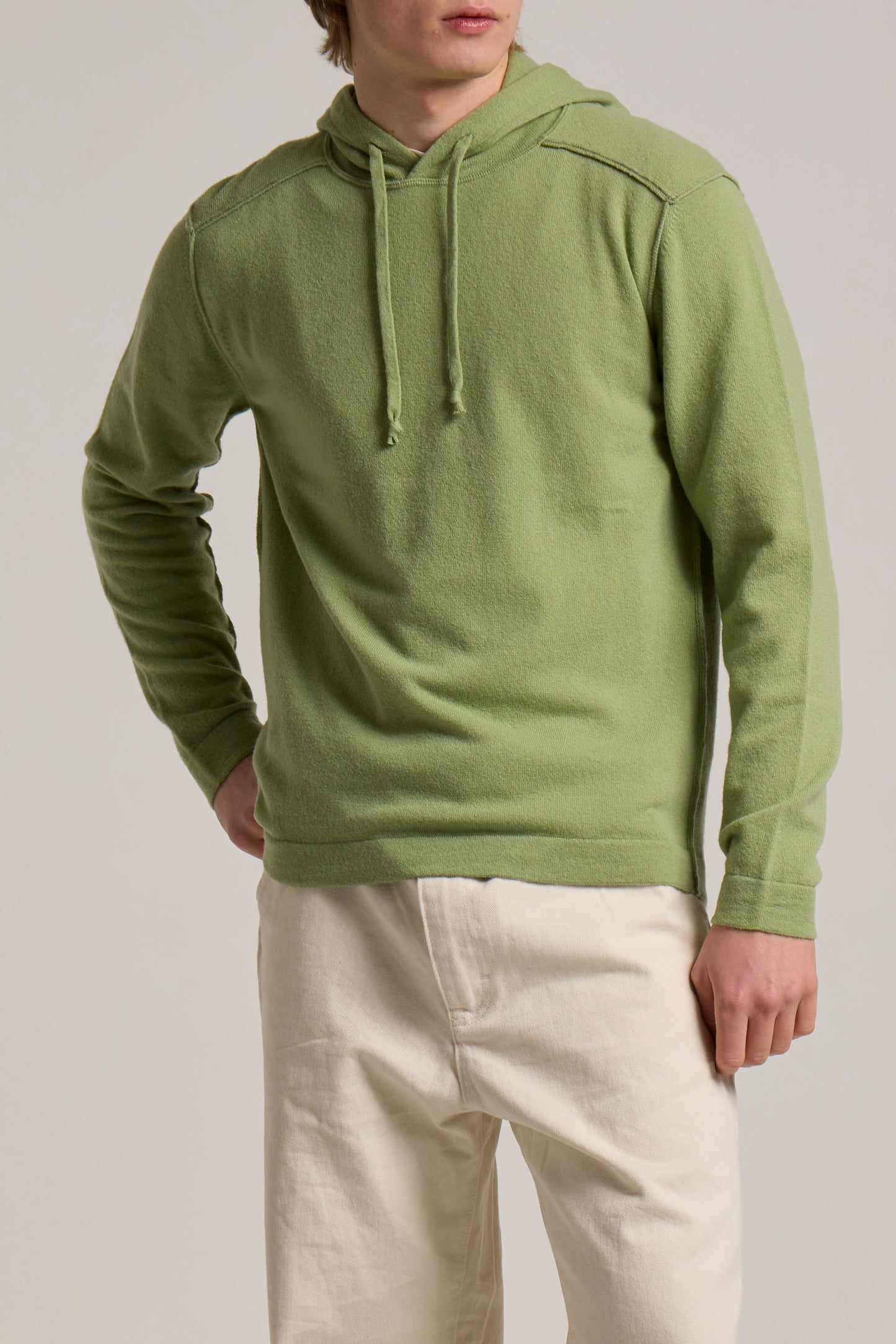 WOOL&CO – WOOL HOODED SWEATER WITH TUBOLAR FINISHING