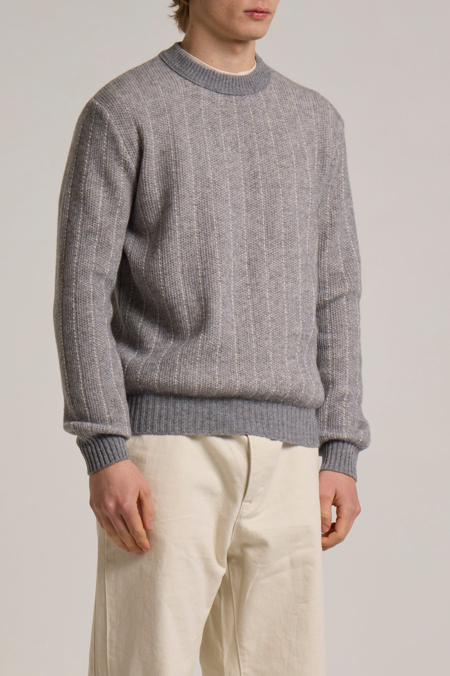 WOOL&CO – WOOL JACQUARD CREW NECK SWEATER