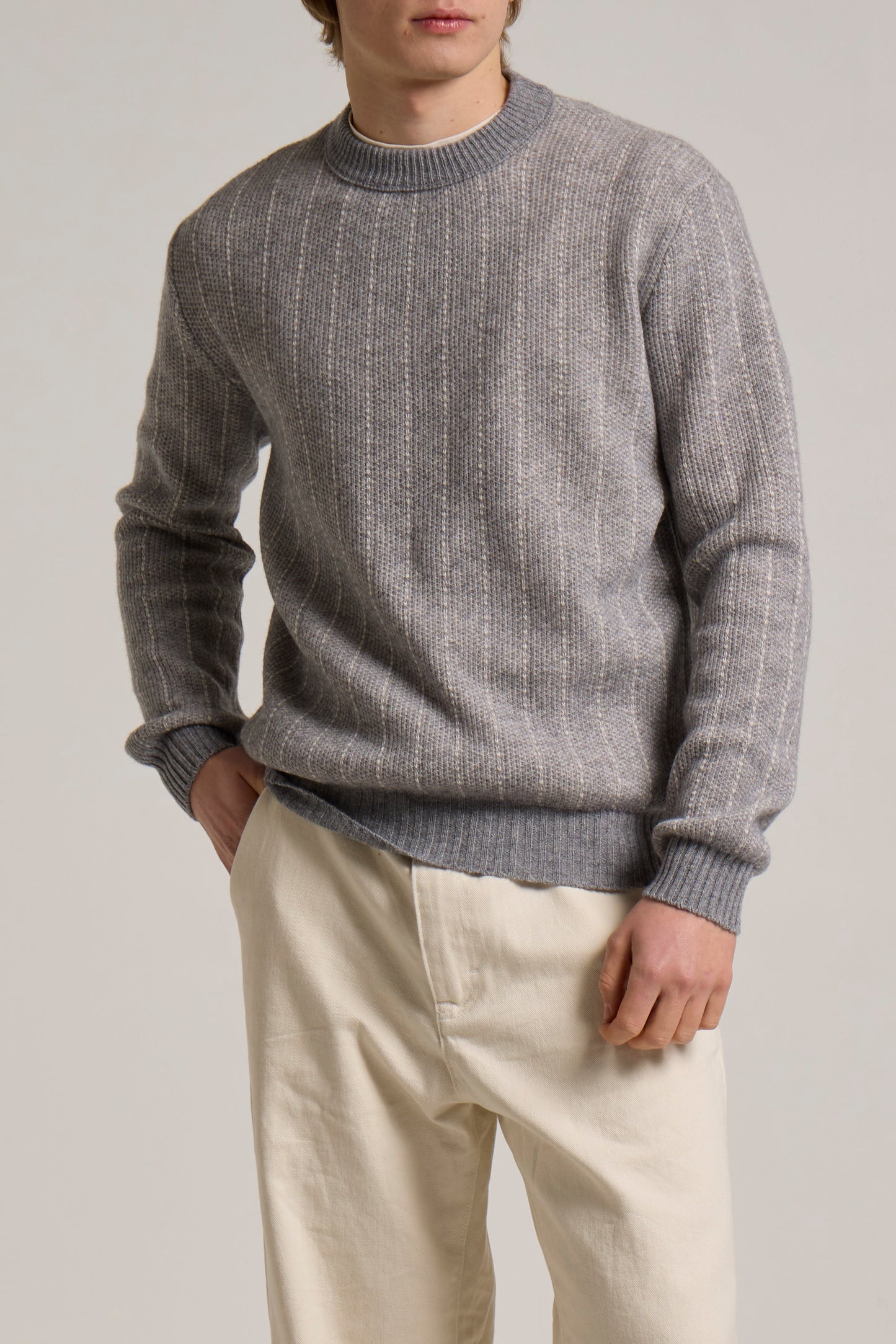 WOOL&CO – WOOL JACQUARD CREW NECK SWEATER