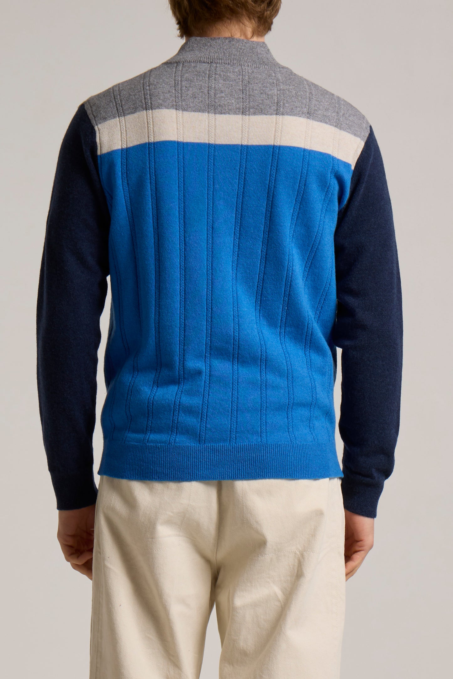 WOOL&CO – WOOL ZIPPED HALF CREW NECK SWEATER