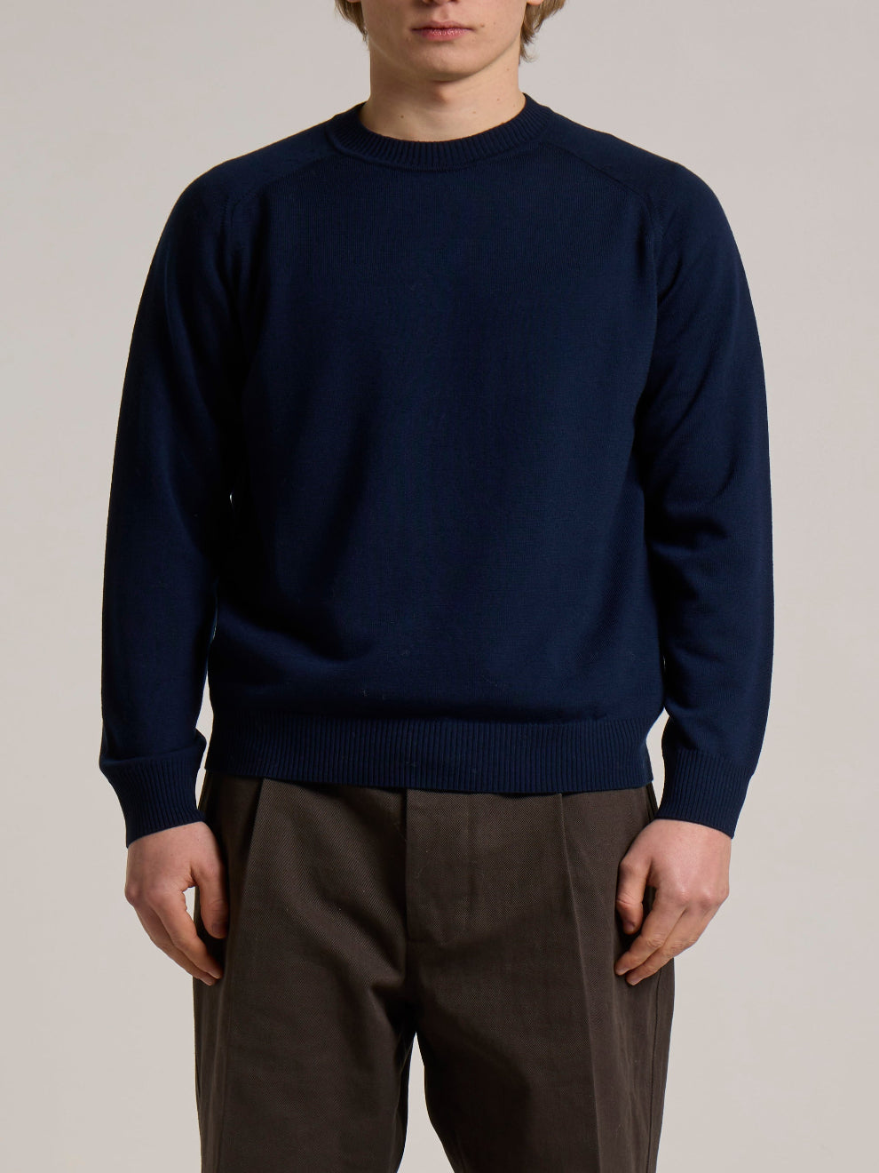 WOOL&CO – SINGLE JERSEY SADDLE SLEEVES CREW NECK SWEATER