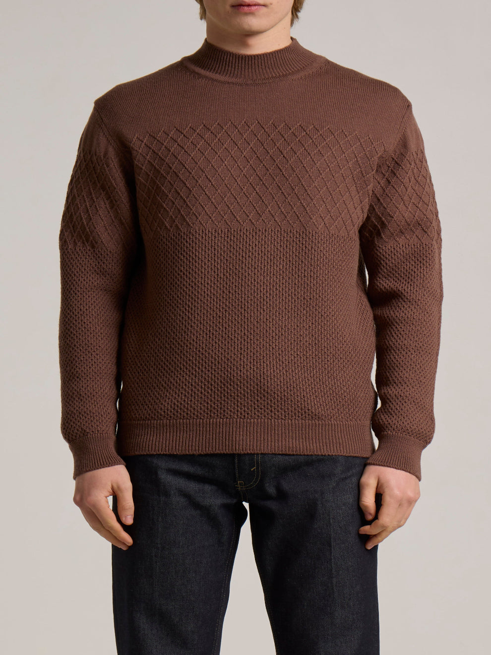 WOOL&CO – EXTRA TWISTED MERINO WOOL KNITTED MOCK NECK SWEATER