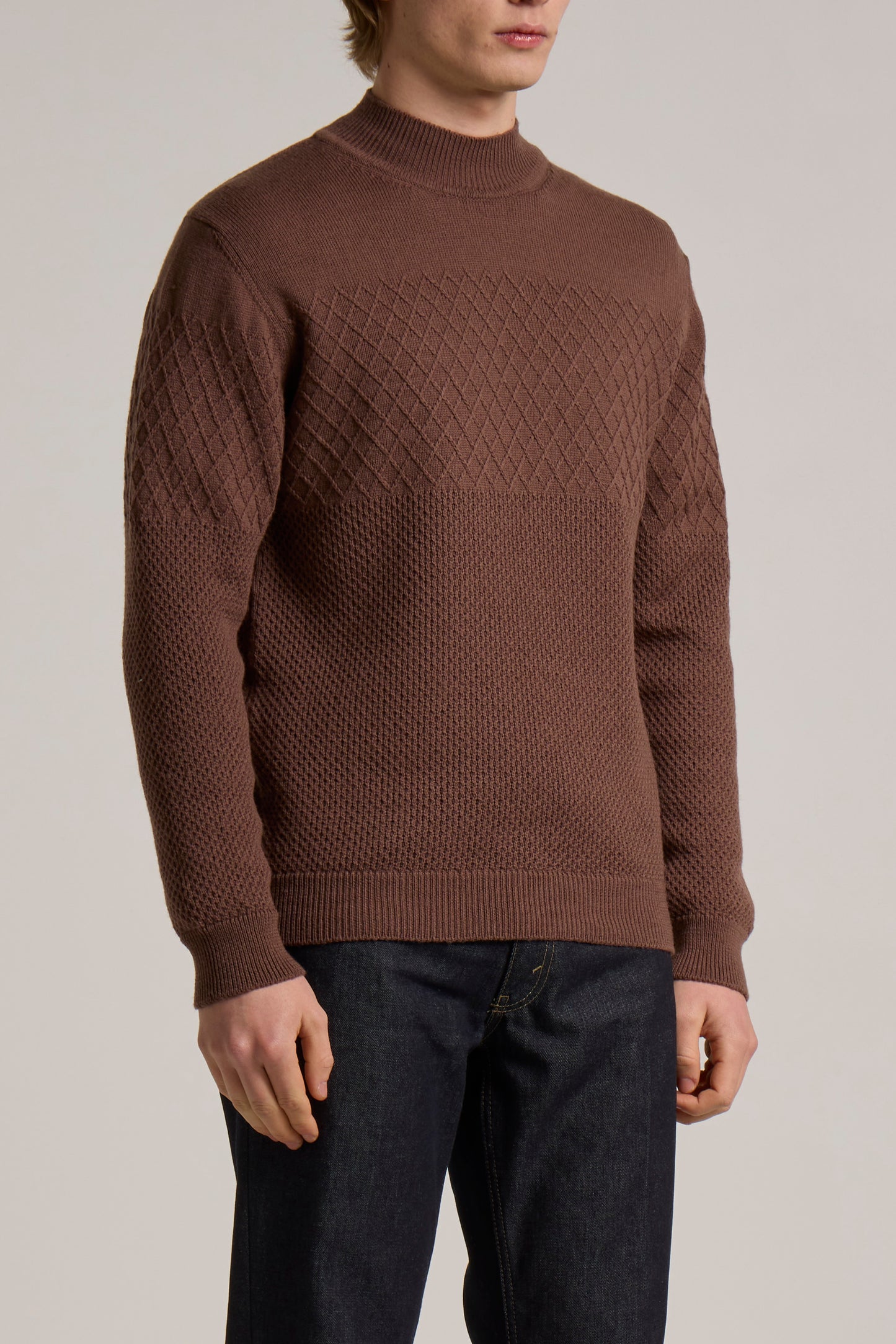 WOOL&CO – EXTRA TWISTED MERINO WOOL KNITTED MOCK NECK SWEATER