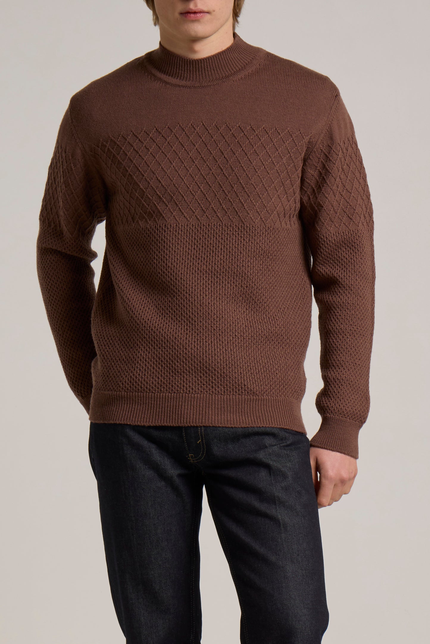 WOOL&CO – EXTRA TWISTED MERINO WOOL KNITTED MOCK NECK SWEATER