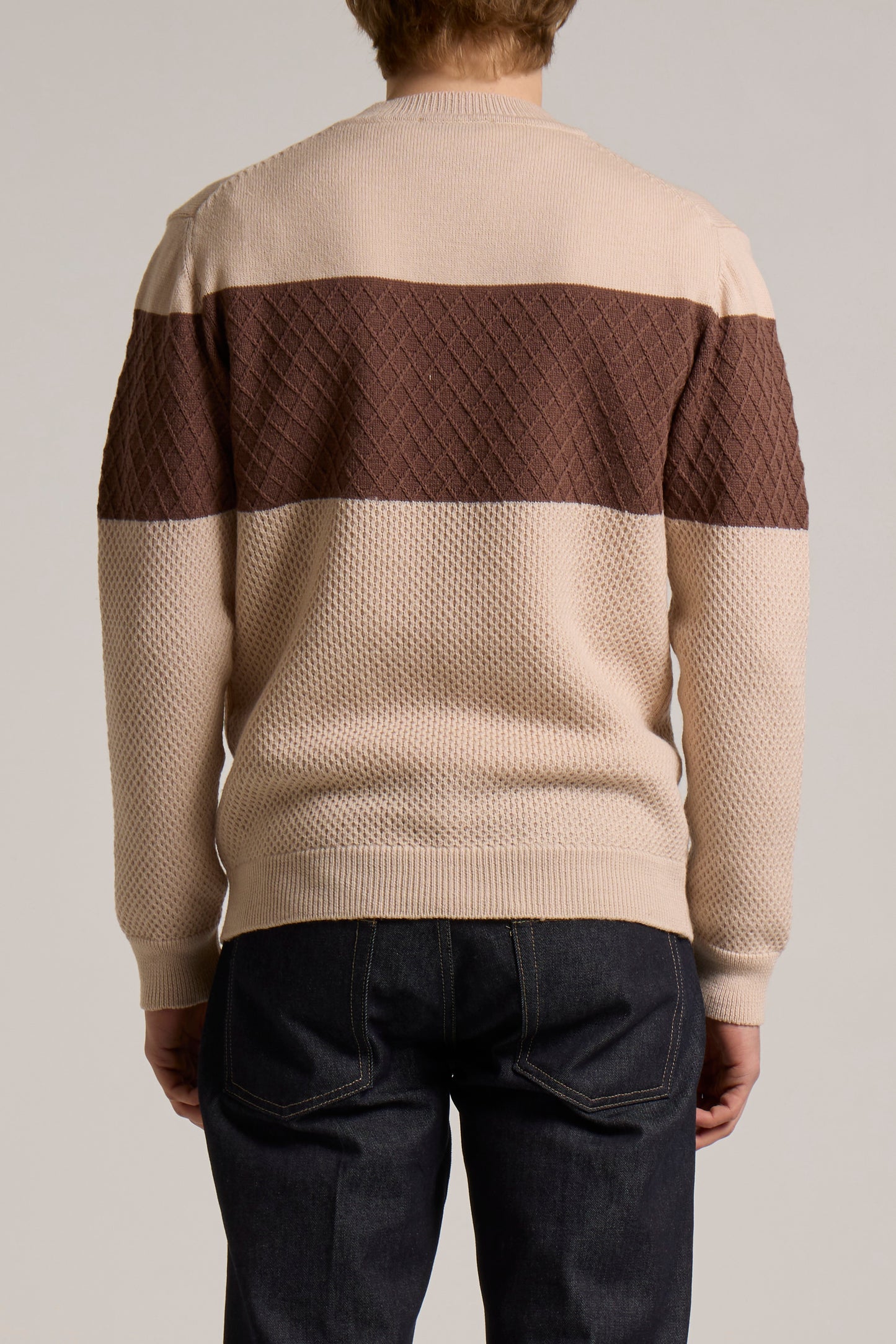 WOOL&CO – MERINO WOOL ARAN MIX KNITTED MOCK NECK SWEATER