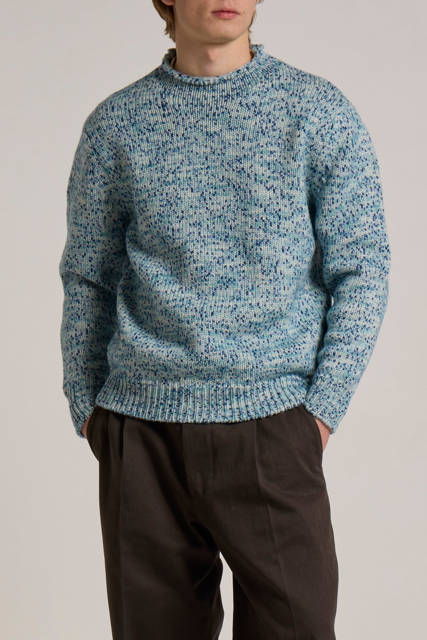 WOOL&CO – MERINO WOOL CHUNCKY SINGLE JERSEY CREW NECK SWEATER