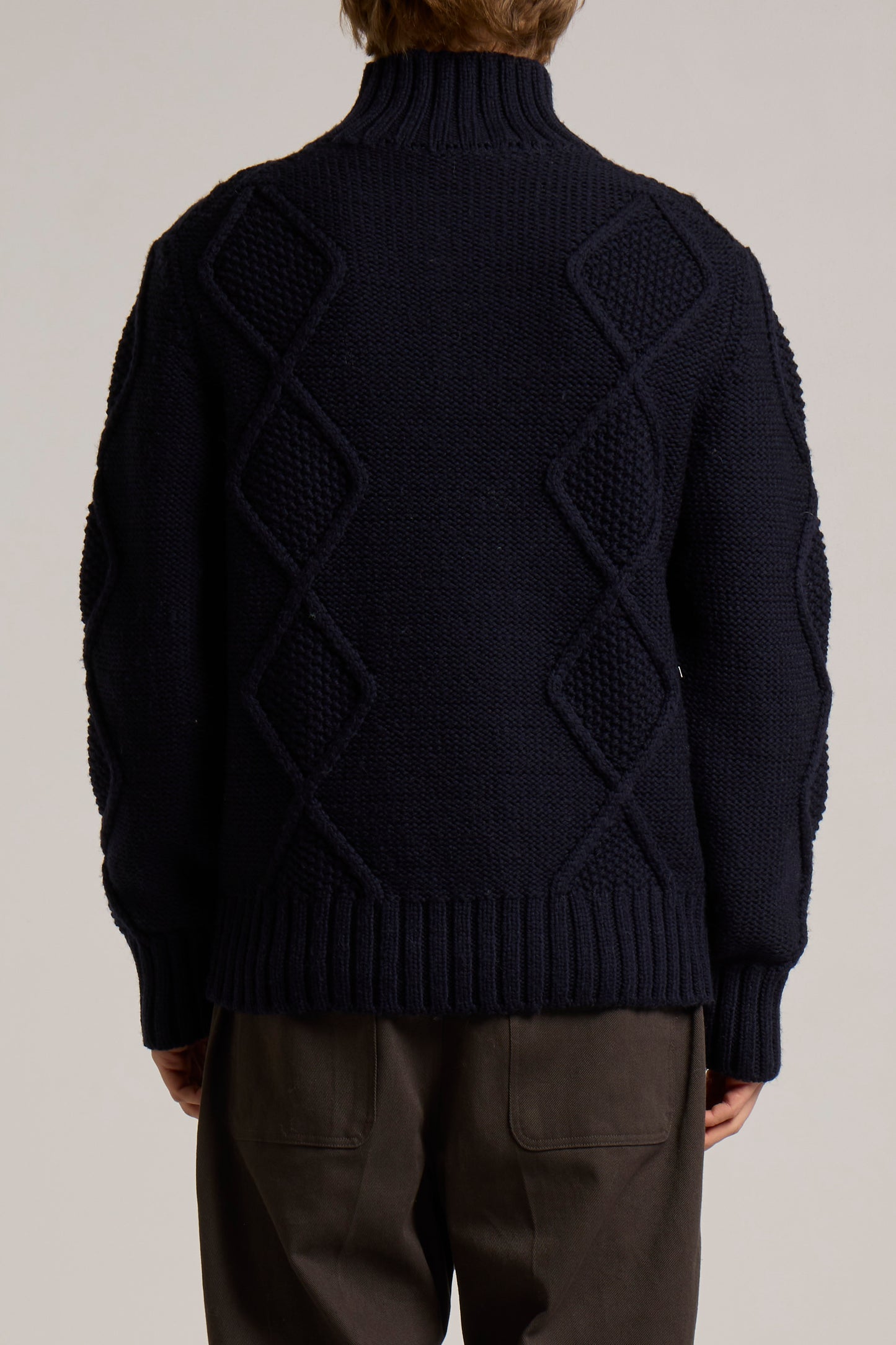 WOOL&CO – MERINO WOOL 4 TONE ON TONE BUTTONED HALF NECK SWEATER