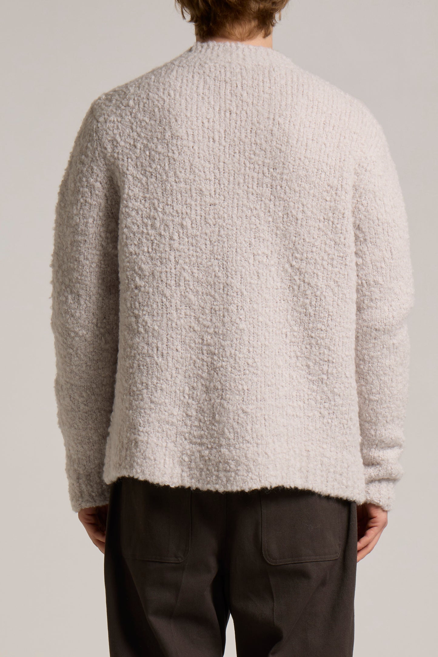 WOOL& CO - MERINO BOUCLÉ V NECK CARDIGAN WITH POCKETS