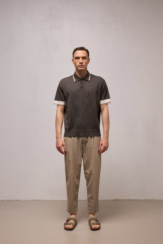 WOOL&CO – POLO NECK SWEATER WITH CONTRAST COLOURED STRIPED