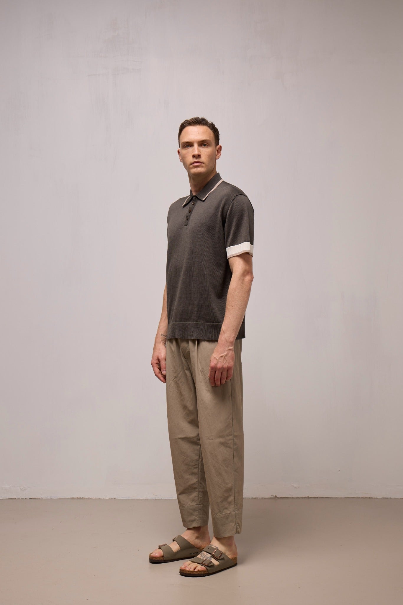 WOOL&CO – POLO NECK SWEATER WITH CONTRAST COLOURED STRIPED