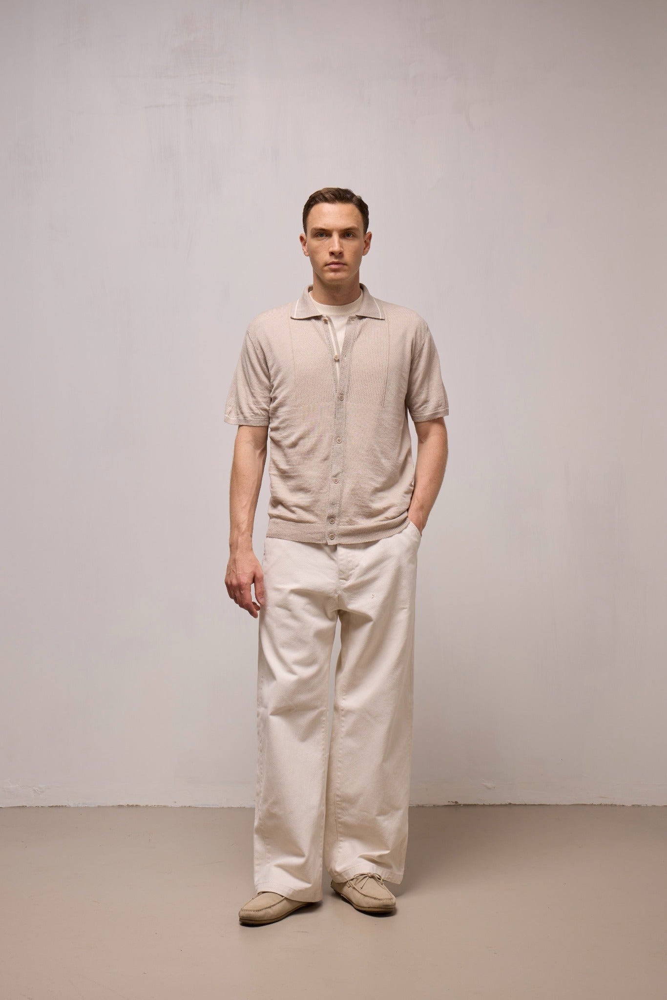 WOOL&CO – SHORT SLEEVES POLO NECK SHIRT